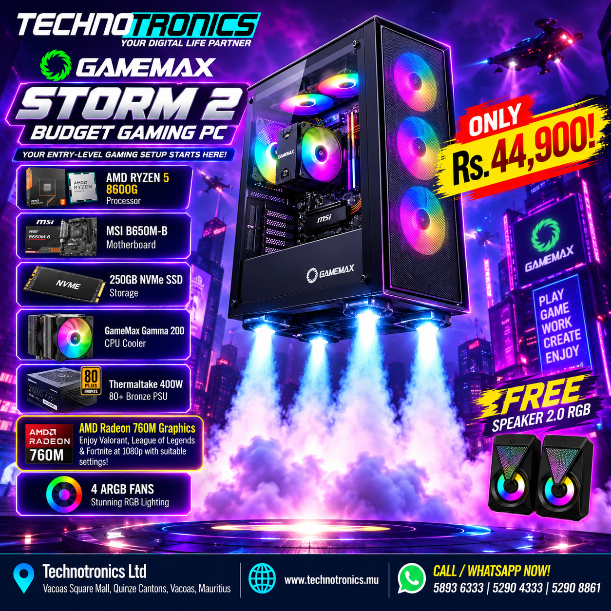 GAMEMAX STORM 2 BUDGET GAMING PC - Buy at TECHNOTRONICS Mauritius