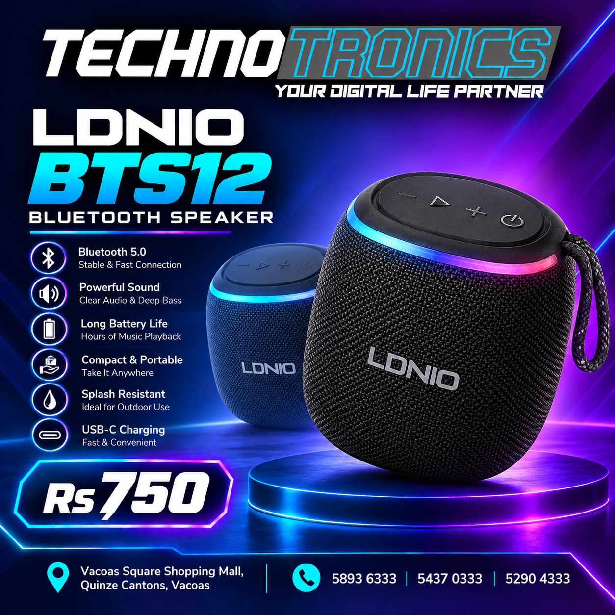 LDNIO BTS12 Bluetooth Speaker - Buy at TECHNOTRONICS Mauritius
